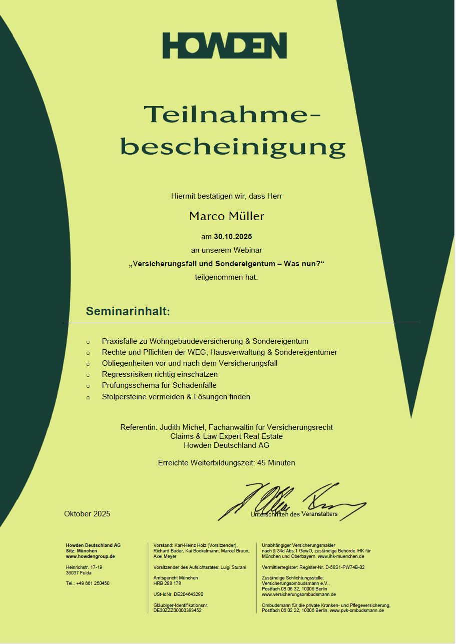 Versicherungsfall und Sondereigentum – Was nun?