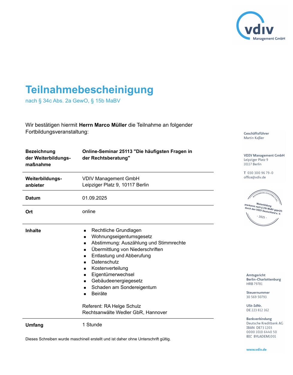 Online-Seminar 25113 - Die häufigsten Fragen in 
der Rechtsberatung