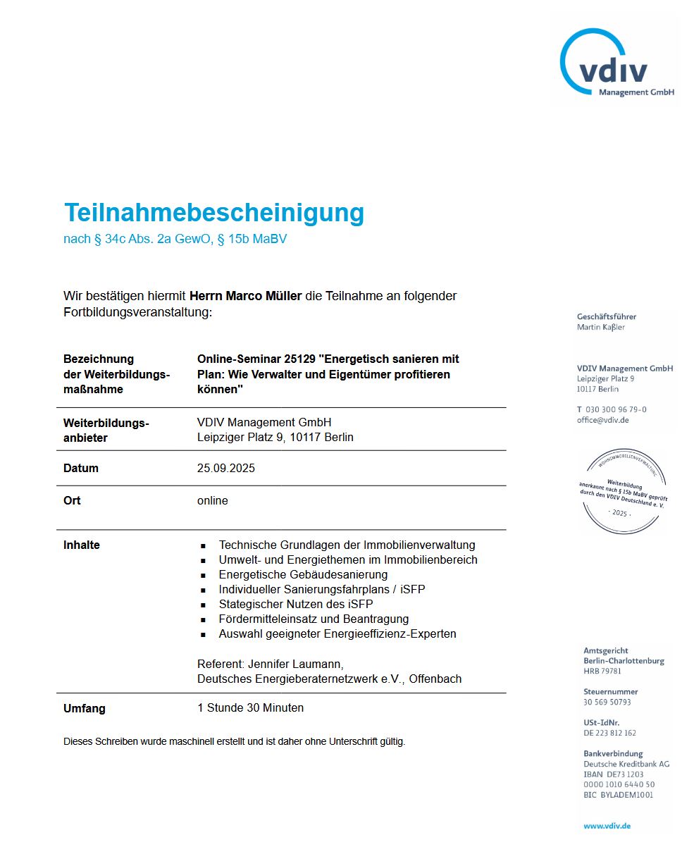 Online-Seminar 25129 - Energetisch sanieren mit Plan: Wie Verwalter und Eigentümer profitieren können