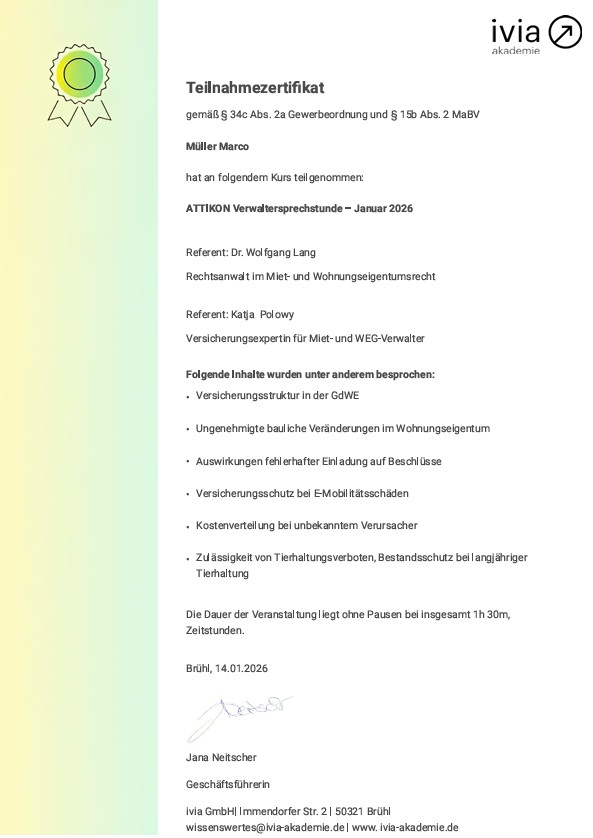 ATTIKON Verwaltersprechstunde – Januar 2026