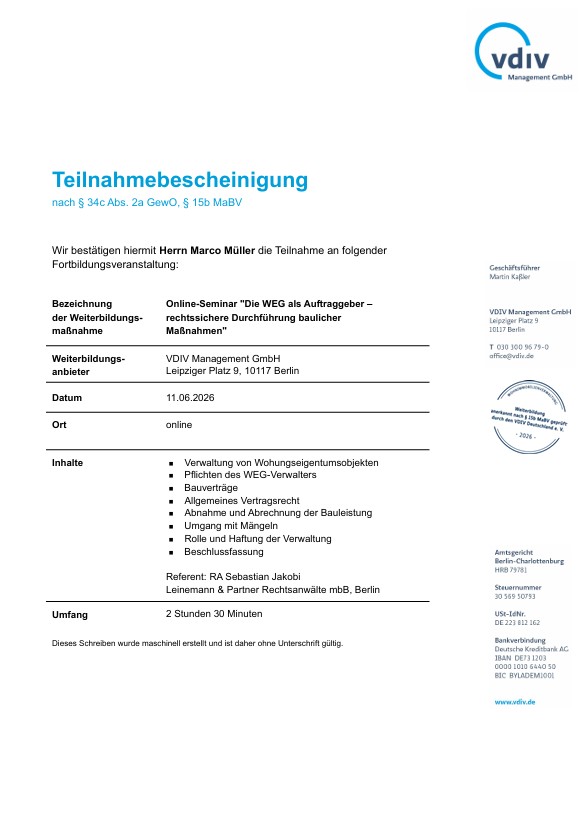 Die WEG als Auftraggeber – rechtssichere Durchführung baulicher Maßnahmen