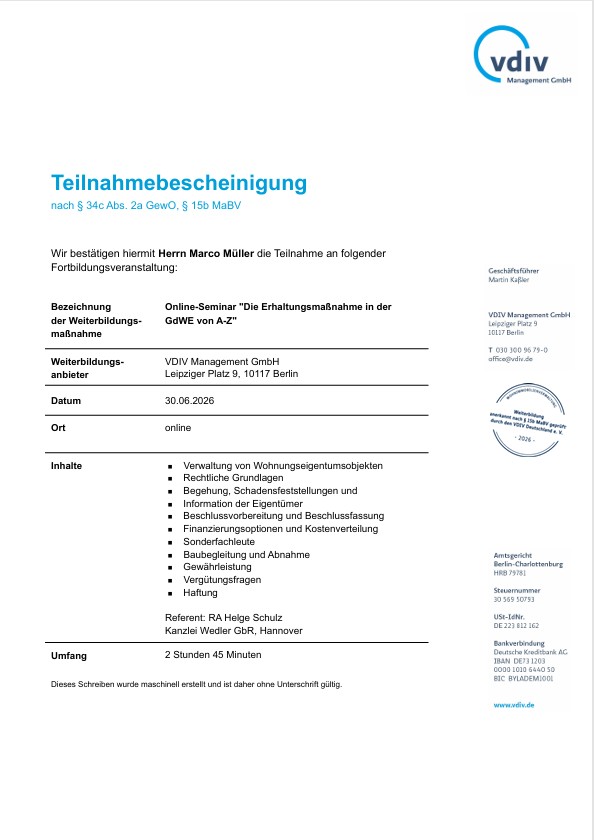 Die Erhaltungsmaßnahme in der GdWE von A-Z