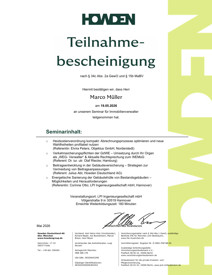 Verwaltertreff HOWDEN Hannover 2026